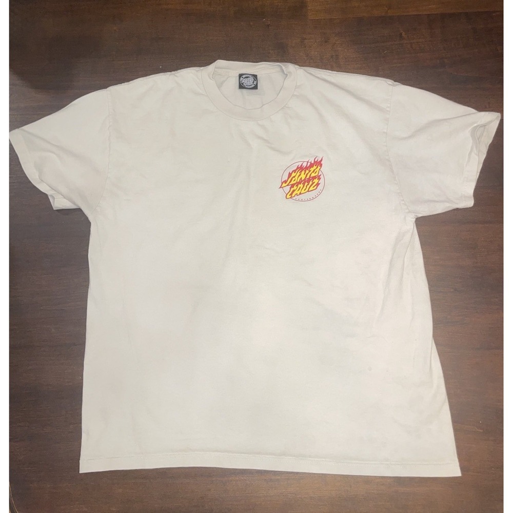 Santa Cruz Skateboarding Grahpic Logo Beige Shirt - Size XL